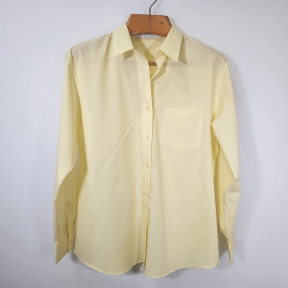 Foxcroft Yellow Blouse Classic Fit Wrinkle Free Formal Work - Picture 2 of 12